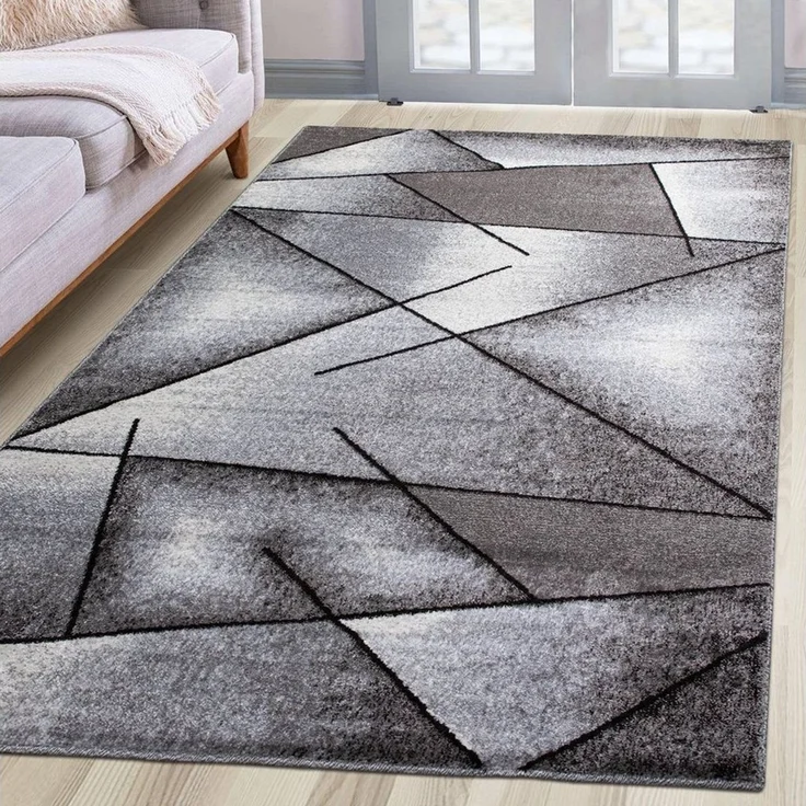 oKu-Tex Teppich Kurzflorteppich, modern, geometrisches Muster, Wohnzimmerteppich, rechteickig, Höhe: 11 mm, Teppich Wohnzimmer, Designteppich, meliert, weicher und dichter Flor – Bild 2