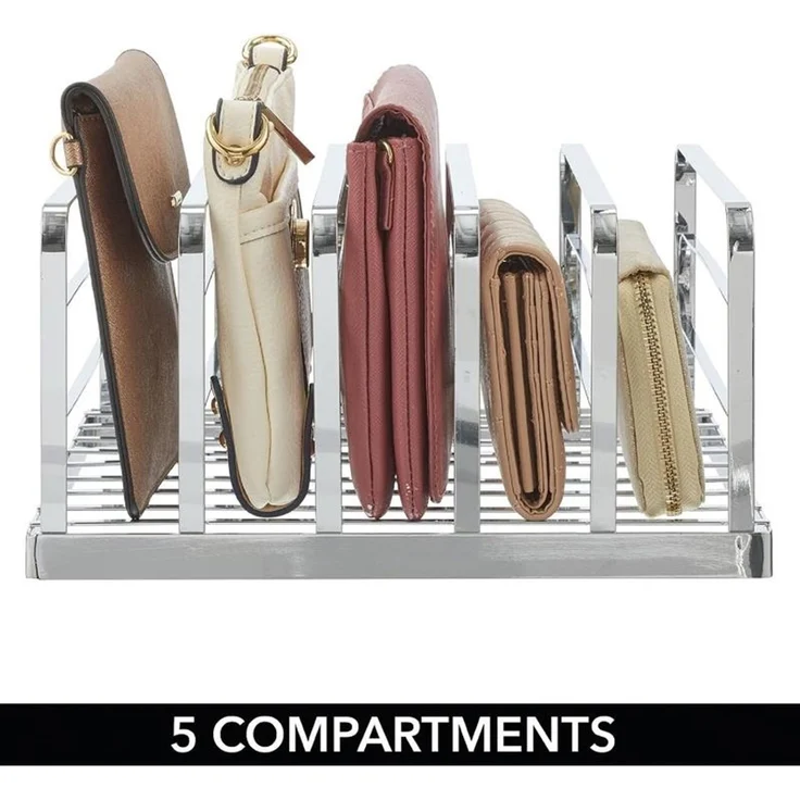 mDesign Aufbewahrung Ablage Organizer 2er-Set für Clutch + Handtaschen Silber – Bild 6