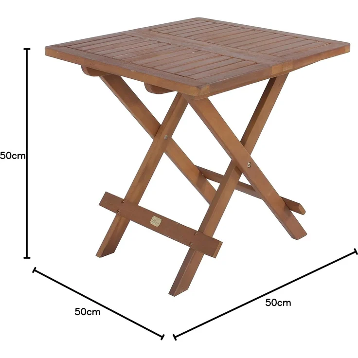 Spetebo Gartentisch Akazien Gartentisch geölt - 50cm - Holz Klapptisch (Stück, 1-St, Klapptisch), Klappbarer Beistelltisch für Balkon Terrasse und Garten – Bild 2