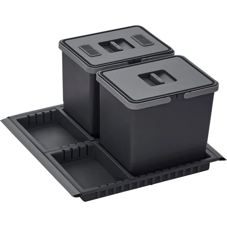SO-TECH® Mülleimer Abfallsammler Metropolis 15+15L mit Deckel, Abfallsystem für Auszug Korpusbreite 60 cm