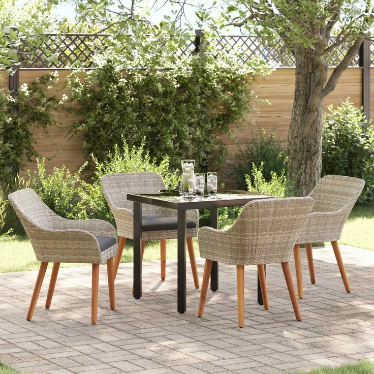 vidaXL Garten Essgruppe 5 stk. Hellgrau Poly-Rattan 3261713 – Bild 1