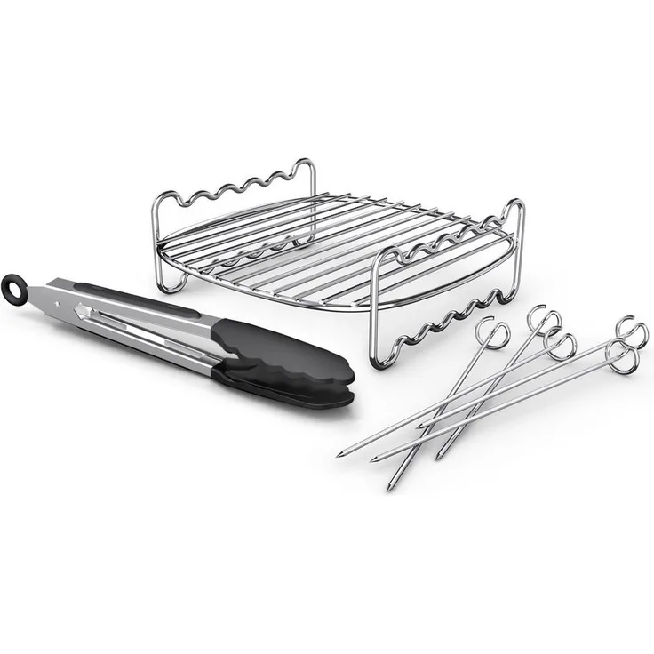Philips Airfryer-Grillrost HD9920/00 für Airfryer 6,2 l, 8,3 l und 9 l (7-St, Grillrost, 5 Spieße u.Zange im Lieferumfang), mit 2 Ebenen, HomeID App und spülmaschinenfesten Teilen