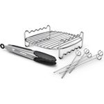 Philips Airfryer-Grillrost HD9920/00 für Airfryer 6,2 l, 8,3 l und 9 l (7-St, Grillrost, 5 Spieße u.Zange im Lieferumfang), mit 2 Ebenen, HomeID App und spülmaschinenfesten Teilen