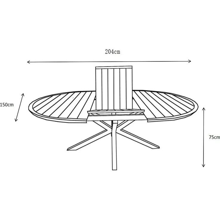 Vente-unique - YOHA Gartenessgruppe Metall Schokoladenbraun - B 150 cm x H 75 cm x L 204 cm – Bild 6