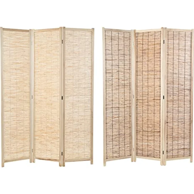 DESIGN DELIGHTS Raumteiler Playa, rechteckiger Paravent aus Schilfrohr und Holz, 120x170 cm, naturbelassen, klappbar, vielseitig einsetzbar – Bild 7