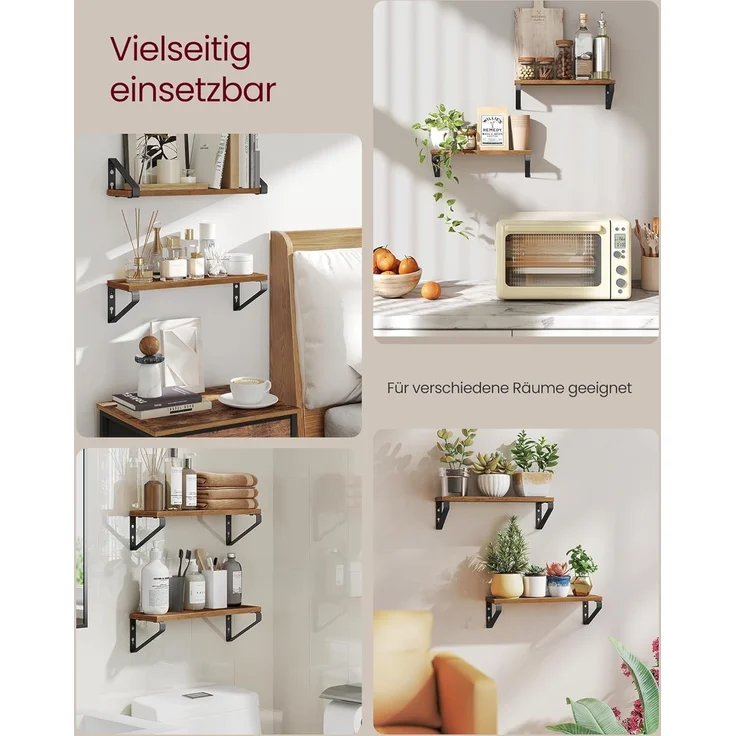 VASAGLE 'LWSDE042K01' Wandregal 2er Set, vintagebraun-mattschwarz, 12,7 x 40 x 11,2 cm – Bild 4