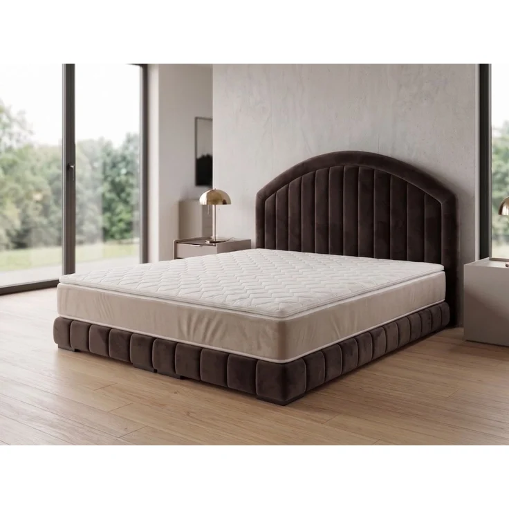 A&J MöbelLand GmbH Polsterbett LEON mit Kopfteil - Stilvolles Bettgestell für Ihr Schlafzimmer (Länge: 209 cm, Höhe Kopfteil: 110 cm, 4 Kopfteil-Varianten, 7 Größen zur Auswahl, Modernes Design, TOP ANGEBOT!, Inklusive Bettgestell), Komplettgestell-Set – Bild 2