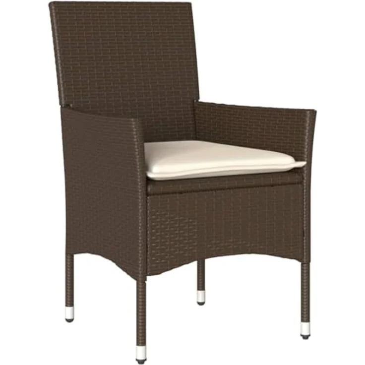 vidaXL Gartenstühle mit Kissen 2 Stk. Braun Poly Rattan 368110 – Bild 7