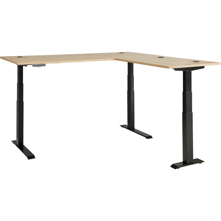 Eckschreibtisch >Memphis< höhenverstellbar, Artisan Eiche Dekor - 185x64/129x177 (BxHxT) – Bild 4