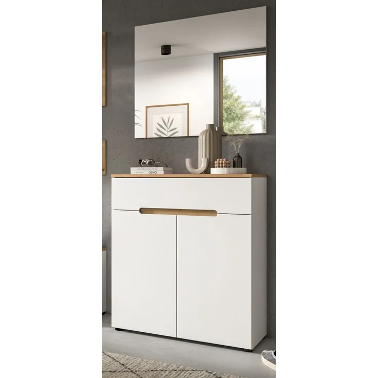 Garderobe Set 2-tlg. Cooper in weiß und Eiche 80 cm