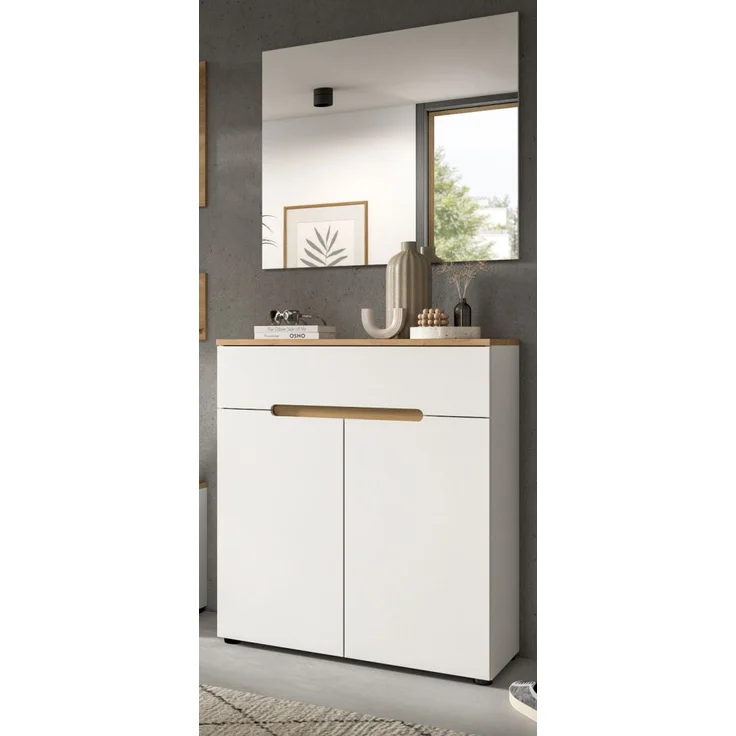 Garderobe Set 2-tlg. Cooper in weiß und Eiche 80 cm – Bild 1