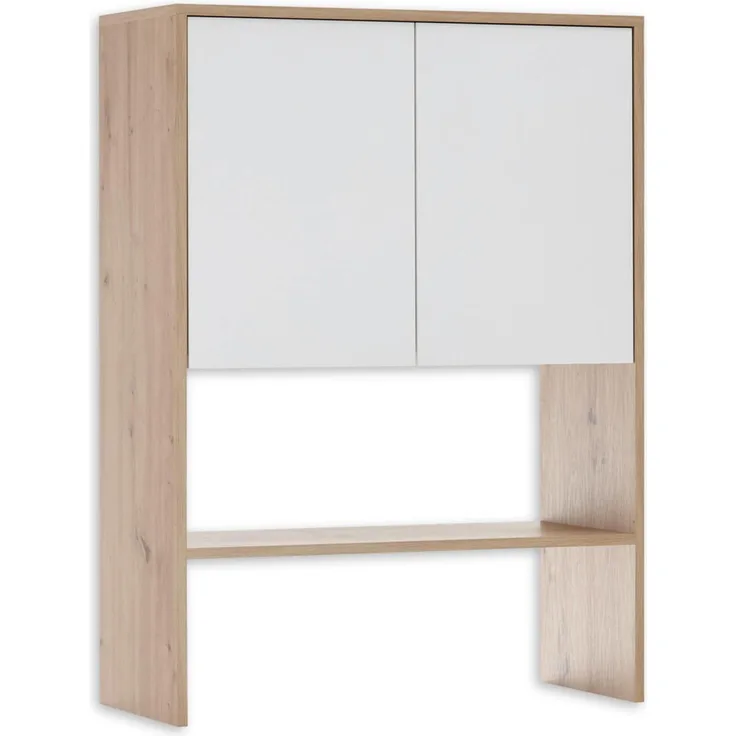 NERJA Schrankaufsatz für Waschmaschinenschrank, Artisan Eiche Optik / Weiß - Aufsatzschrank für zusätzlichen Stauraum im Badezimmer & Waschküche - 75 x 103 x 32 cm (B/H/T)
