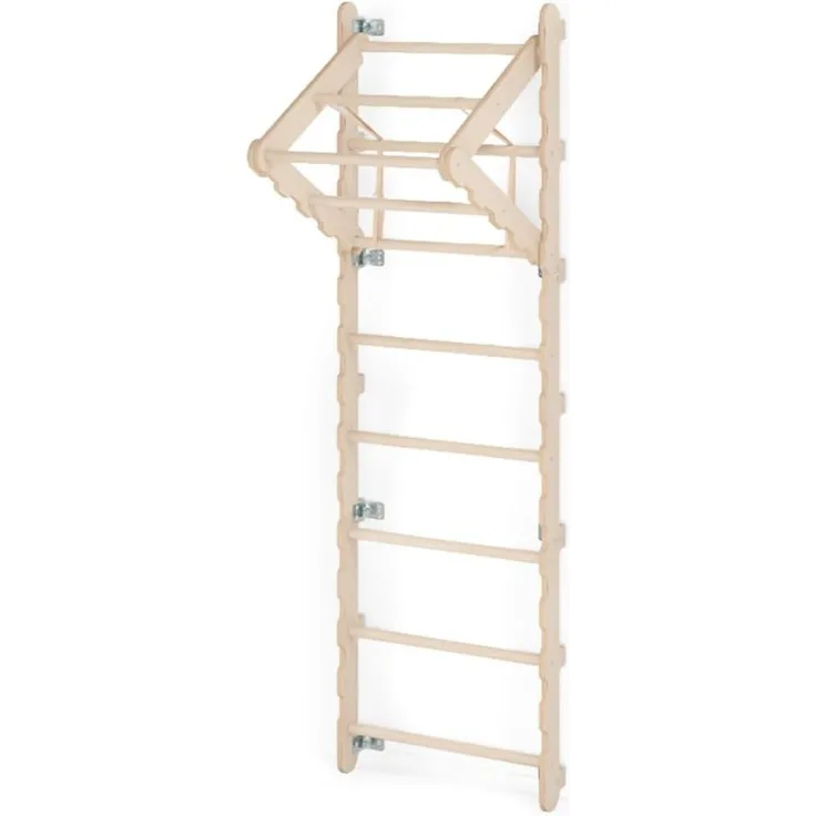 MAMOI® Sprossenwand für Kinder | Indoor Klettergerüst | Sprossenwand Kinderzimmer | Turnwand aus natürlichem Holz (210 cm) | Kinder Klettergerüst indoor | CE | 100% ECO | Made in EU