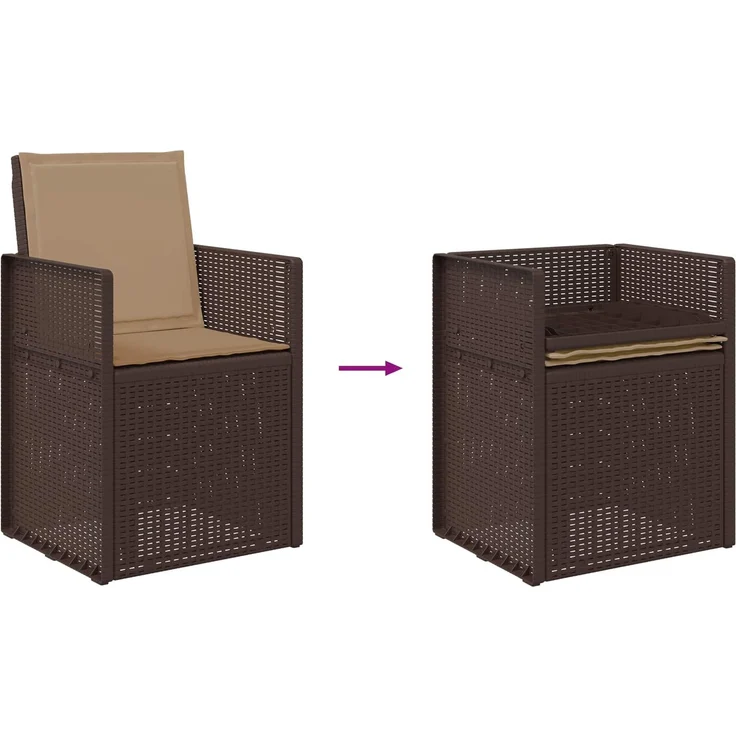 vidaXL Garten Esszimmerstühle 2 pcs Braun und Taupe PP 899995 – Bild 9