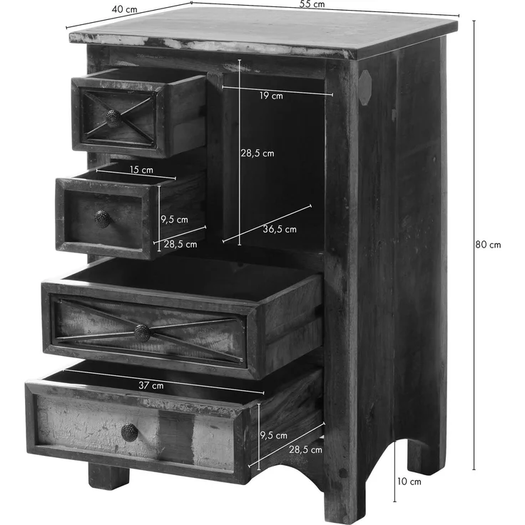 Kommode Altholz 55x40x80 mehrfarbig lackiert NATURE OF SPIRIT #128 – Bild 6