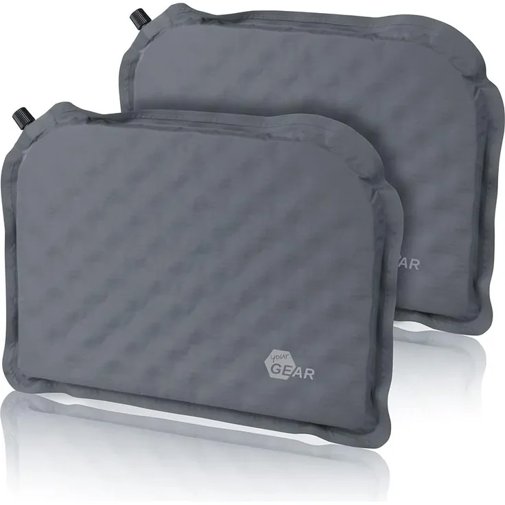 yourGEAR Microfaserkissen yourGEAR Thermo Sitzkissen Set - 2x selbstaufblasendes Sitzkissen 40x30x3,5 cm Sitzpolster Stuhlauflage Stuhlkissen