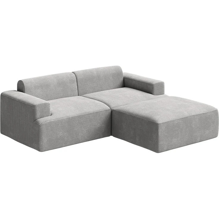 skølm 'Freki' Cloud Sofa 2 Sitzer mit Hocker, Vollschaumcouch mit Federkern und Vakuum-Kompression, kein Aufbau erforderlich, mit 2 Kissen, Cord grau – Bild 12