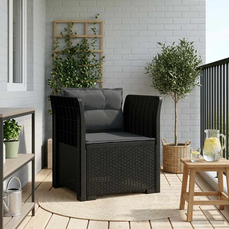 vidaXL 1-Sitzer Sessel mit Kissen Rattan-Look PP Anthrazit 8011869 – Bild 1