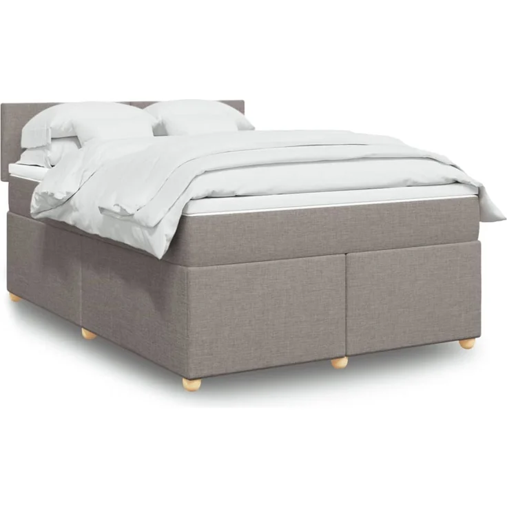 vidaXL Boxspringbett mit Matratze Taupe 160x200 cm Stoff 3289028 – Bild 1