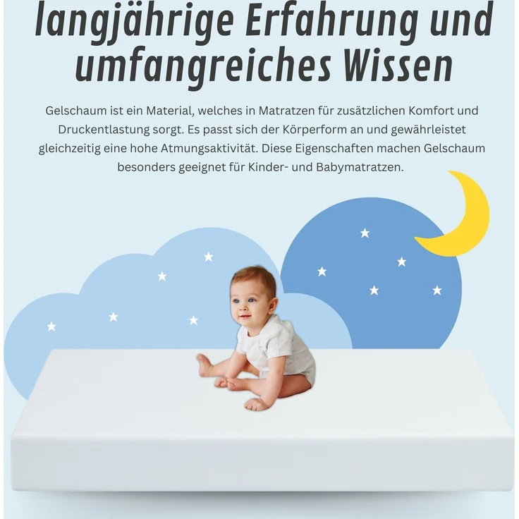 Arensberger Kindermatratze Babymatratze NORA | 60x120cm | Bezug waschbar & abnehmbar | punktelastischer Gelschaum | Jugendmatratze, allergikerfreundlich premium Bezug – Bild 5