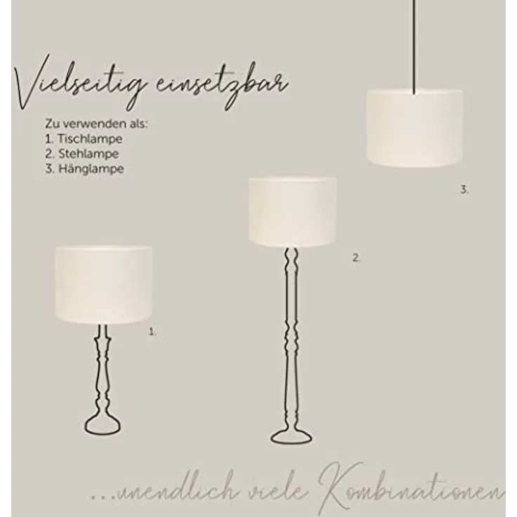 Light & Living Lampenschirm LIVIGNO, Ø 40 cm, Cremeweiß, Außenmaterial Stoff, Innenmaterial PVC, Halterung aus Metall – Bild 3