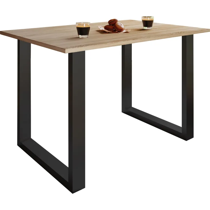 VCM Esstisch Xona 916887 Schwarz / Sonoma-Eiche H. 76 x B. 140 x T. 80 cm