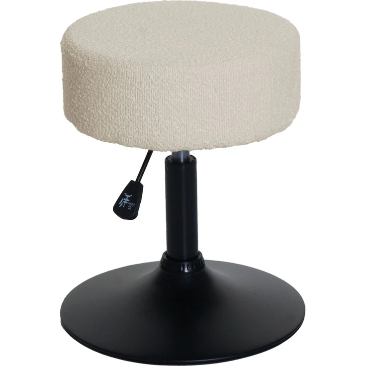 Hocker HWC-C22, Sitzhocker Schminkhocker, höhenverstellbar drehbar Ø 37cm Stoff Bouclé (450g/m²) FSC® ~ creme-weiß – Bild 7