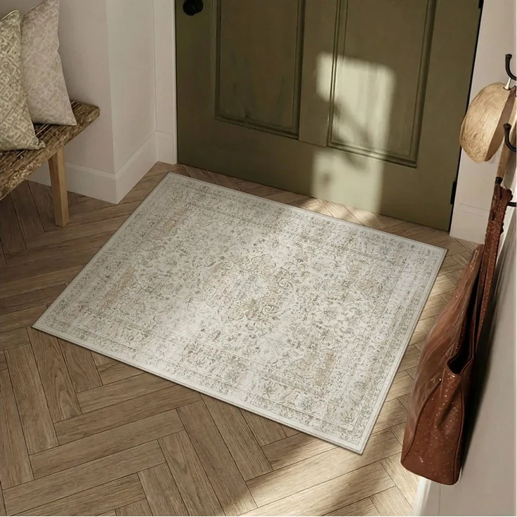 PURECOZY Teppich Kurzflor, Vintage Boho Teppich, rutschfest und pflegeleicht, rechteckig, Höhe: 6.1 mm, geeignet für verschiedene Innenräume, 60×180 cm – Bild 2