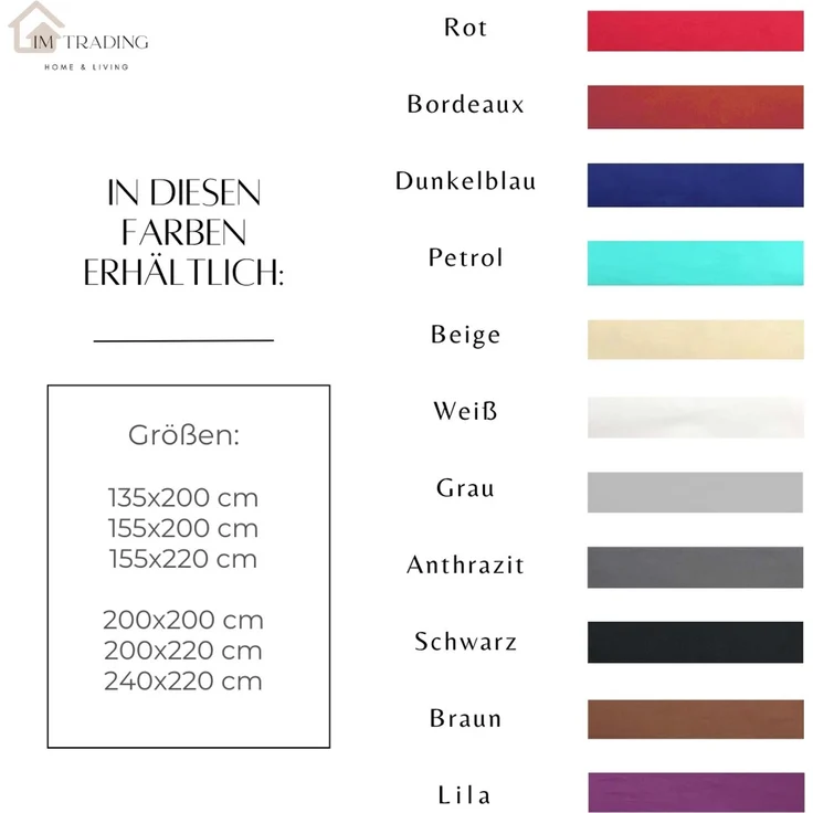 Einfarbige Bettwäschen-Sets für Einzel- und Doppelbetten, 100% Baumwolle Schwarz 155x200 cm – Bild 10