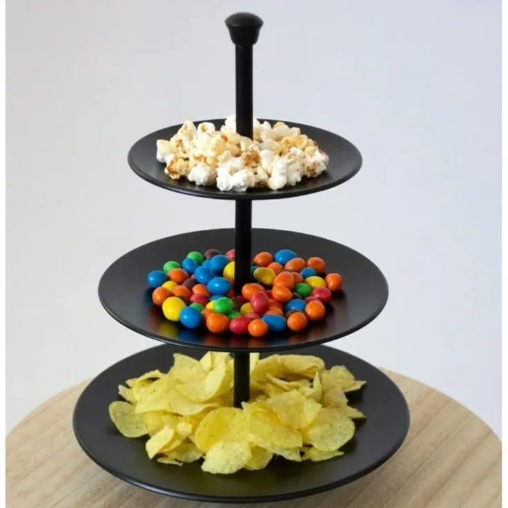 Excellent Houseware Etagere mit 3 Ablagen 36,5 cm Mattschwarz 442502