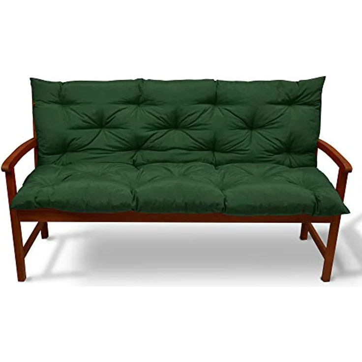 Beautissu Bankauflage Flair BR, Dunkelgrün, 48x10x100 cm, UV-beständig, Outdoor-Kissen mit Befestigungsbändern – Bild 2