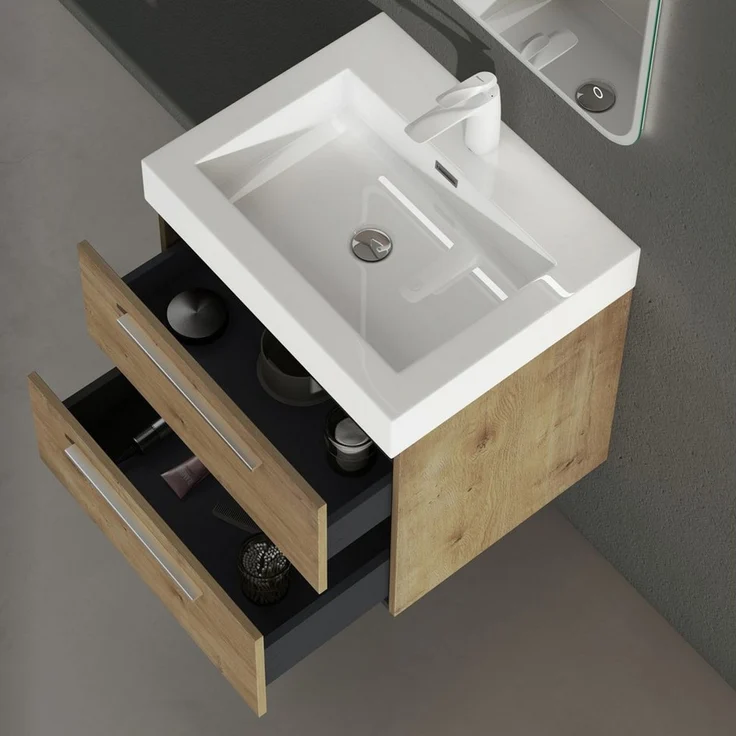 doporro Badezimmer-Set Badmöbel-Set Quadratto Waschbeckenunterschrank Waschplatz – Bild 2