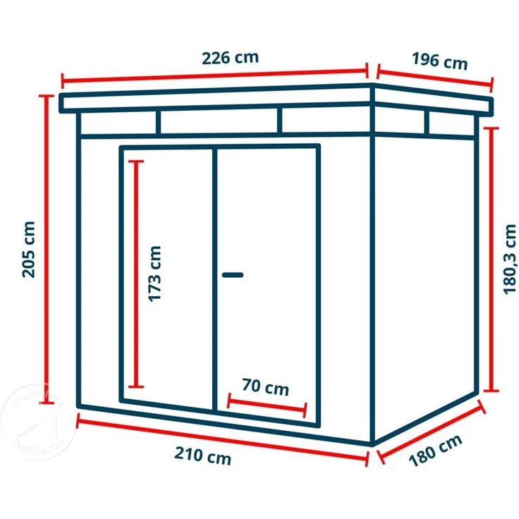 GFP Primeyard Gerätehaus Metall Gartenhaus 210x180x205 cm Geräteschuppen Flachdach anthrazit – Bild 10