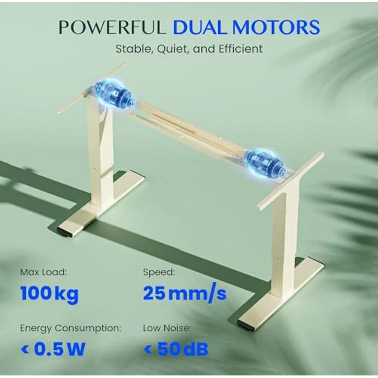 FLEXISPOT Höhenverstellbarer Schreibtisch Gestell, Elektrisch Tischbeine mit 2 Motoren & LED-Höhenanzeige & 4 Speicherfunktionen, inkl. 2 Haken & Kabelmanagement, Mousseweiß – Bild 4
