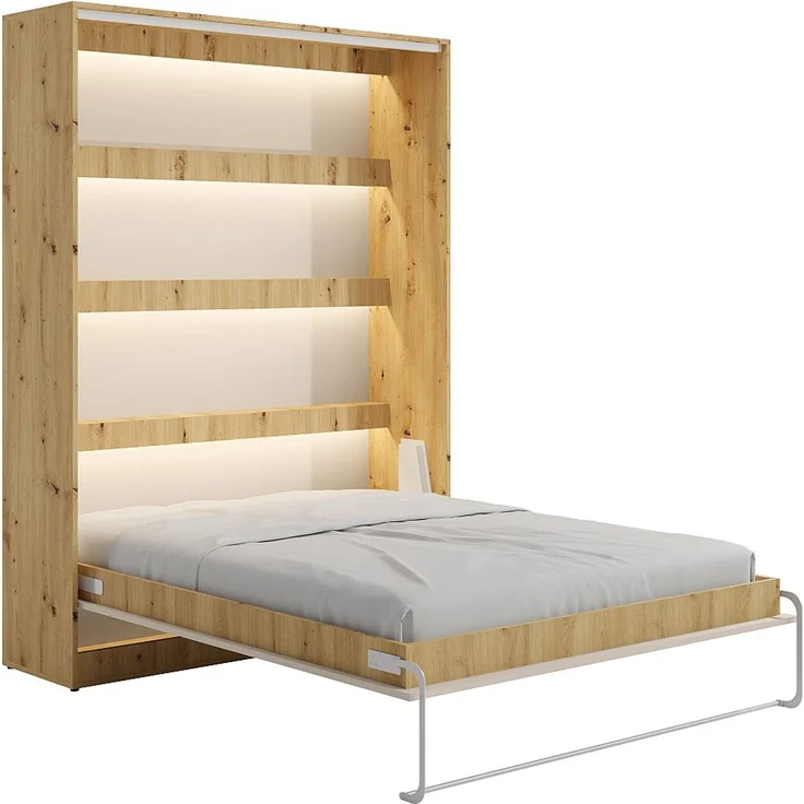 Vente-unique - RAPILI - Schrankbett - Metall - Beige, Naturfarben hell - 159 x 239.2 x 225.2 cm – Bild 5