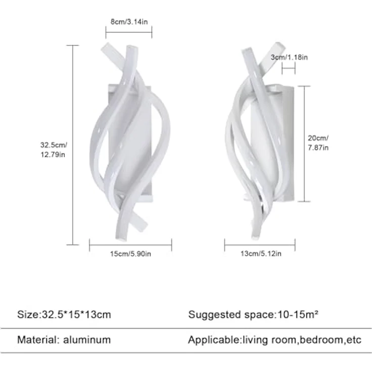 Comely LED Wandleuchte Innen, 22W 2500LM Wandlampe Innen Weiß, 6500K Modern Wandbeleuchtung LED für Wohnzimmer Schlafzimmer Treppenhaus Flur – Bild 5