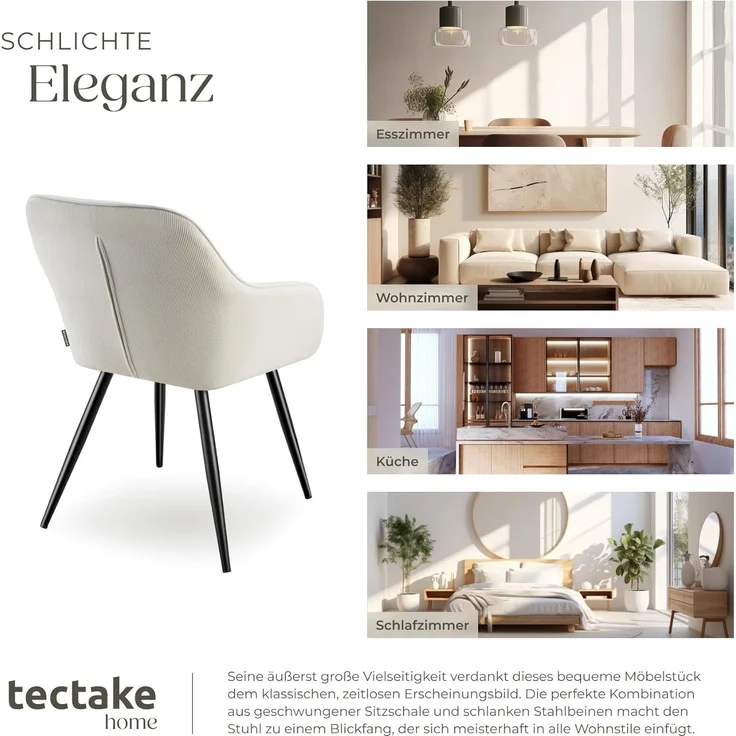 tectake Esszimmerstuhl Marilyn (1er Set, 1 St), gepolstert, in Cordoptik – Bild 8