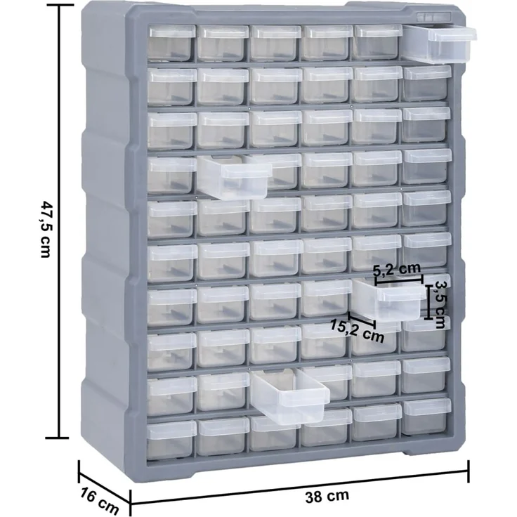 vidaXL Multi-Schubladen-Organizer mit 60 Schubladen 38x16x47,5 cm 147588 – Bild 9