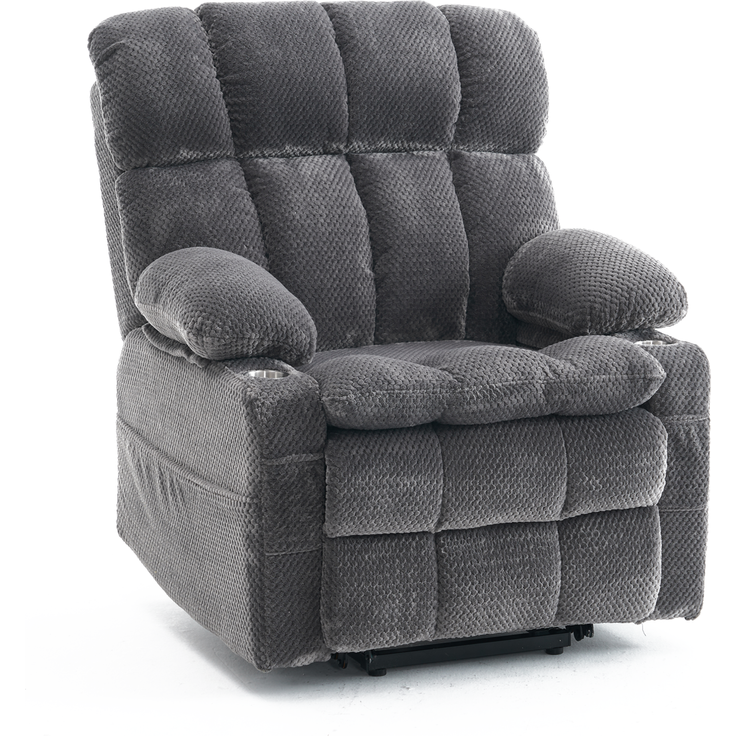 DESVIAE Sessel Grau aus Flanellstoff – 91x106,5x91 cm – Aufstehhilfe, Massagefunktion – Bild 7