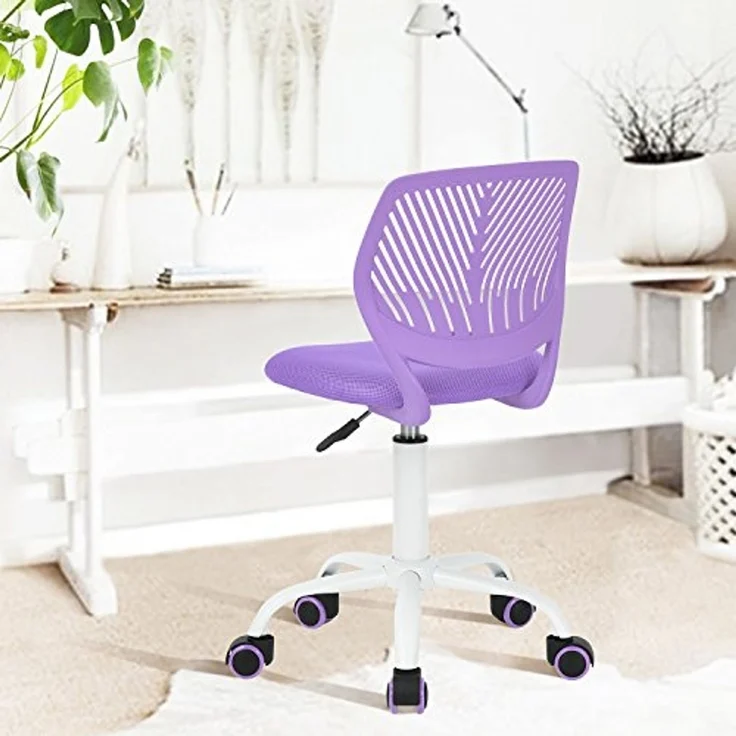FurnitureR 2 Stück Home Office Stuhl, ergonomisch, verstellbar, Höhe Swivel Rolling, Computer-Bürostuhl, für Zuhause, Büro und Studium, Metall, Pink Purple, 38.5CM x40CM x75-87CM – Bild 2