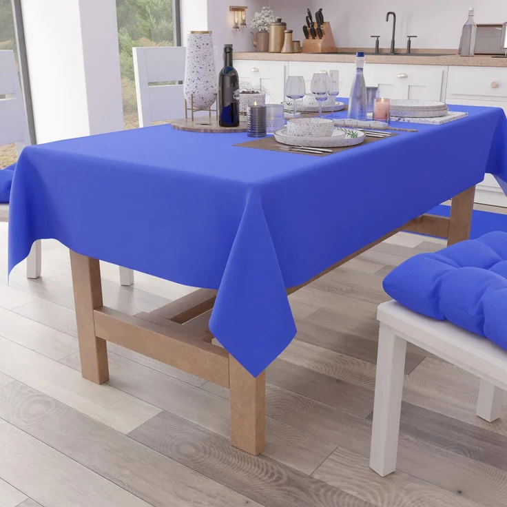 Petti Artigiani Italiani - Tischdecke, Küchentischdecke aus Baumwolle, einfarbig, Elektroblau X15 Plätze (140 x 300 cm)