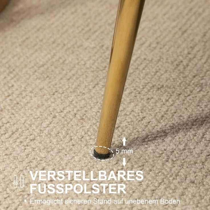 HOMCOM 2-Sitzer Sofa, Couch mit Armlehne, Samtopik, Doppelsofa bis 150 kg belastbar, Polstersofa 1 Teile, für Wohnzimmer, Schlafzimmer, 130 x 77 x 77 cm, Creme – Bild 7