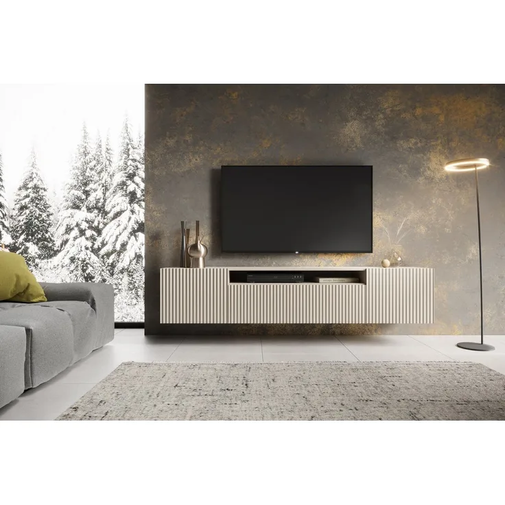 MOEBLO TV-Board VIRENO (TV-Schrank – modern, stehend oder hängend, mit geräumigen Fächern & stilvollen Fronten, 200 cm, verschiedene Farben), (BxHxT): 200 x 53 x 41 cm