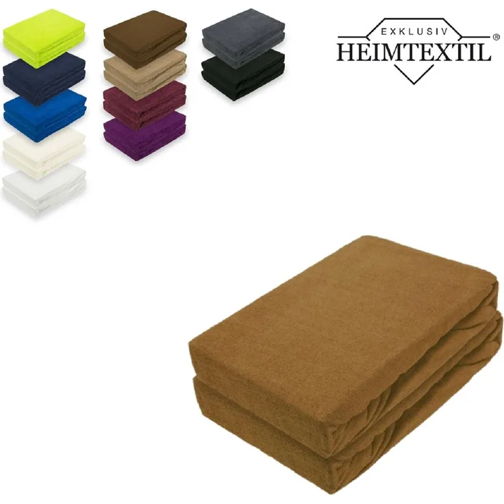 Frottee Spannbettlaken Rundumgummizug Marke Doppelpack 180 x 200 cm Nougat