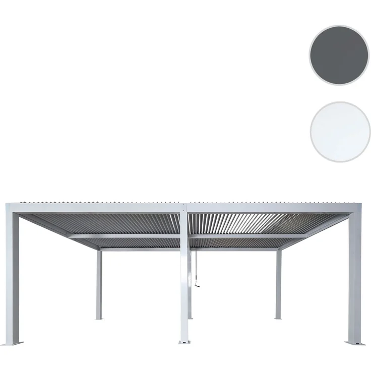Mendler 'HWC-L46' Pergola, Regenrinne sturmfest, Aluminium weiß, 3x6 m – Bild 10