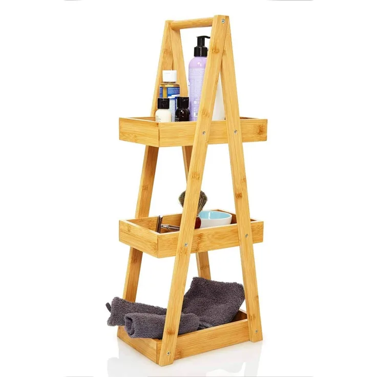 Premium Duschregal 26 x 66 x 18 cm wasserunempfindlich Bambus Natur