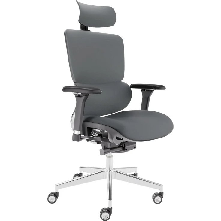 CLOUVOU MasterSeat, ergonomischer Bürostuhl, höhenverstellbare Rückenlehne mit thermoregulativem Bezug, 4D-Armlehnen, 3D-Kopfstütze, Anthrazit – Bild 1