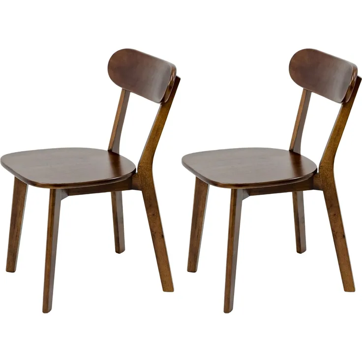 Esszimmerstühle aus 100 % Massivholz, 2er-Set, Mid-Century-Modern-Stil mit geschwungener Rückenlehne, Küchenstühle mit verstellbaren Fußstützen für Esszimmer, Küche, Wohnzimmer, Arbeitszimmer, Walnuss--Nussbaum--86x68x15cm--YOUDENOVA