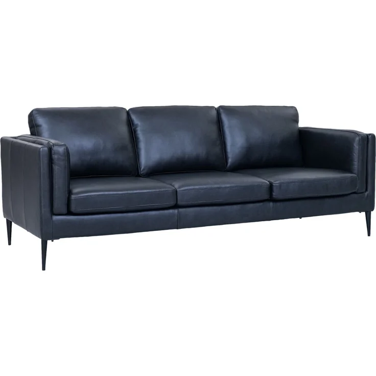 3-Sitzer Sofa Aicena Leder Schwarz - Komfortsofa mit Taschenfederkern & Metall-Gestell – Bild 1