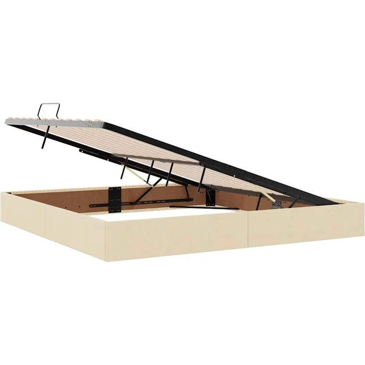 vidaXL LED-Speicherbett mit Matratze Creme 200 x 200 cm Stoff 3371170 – Bild 7